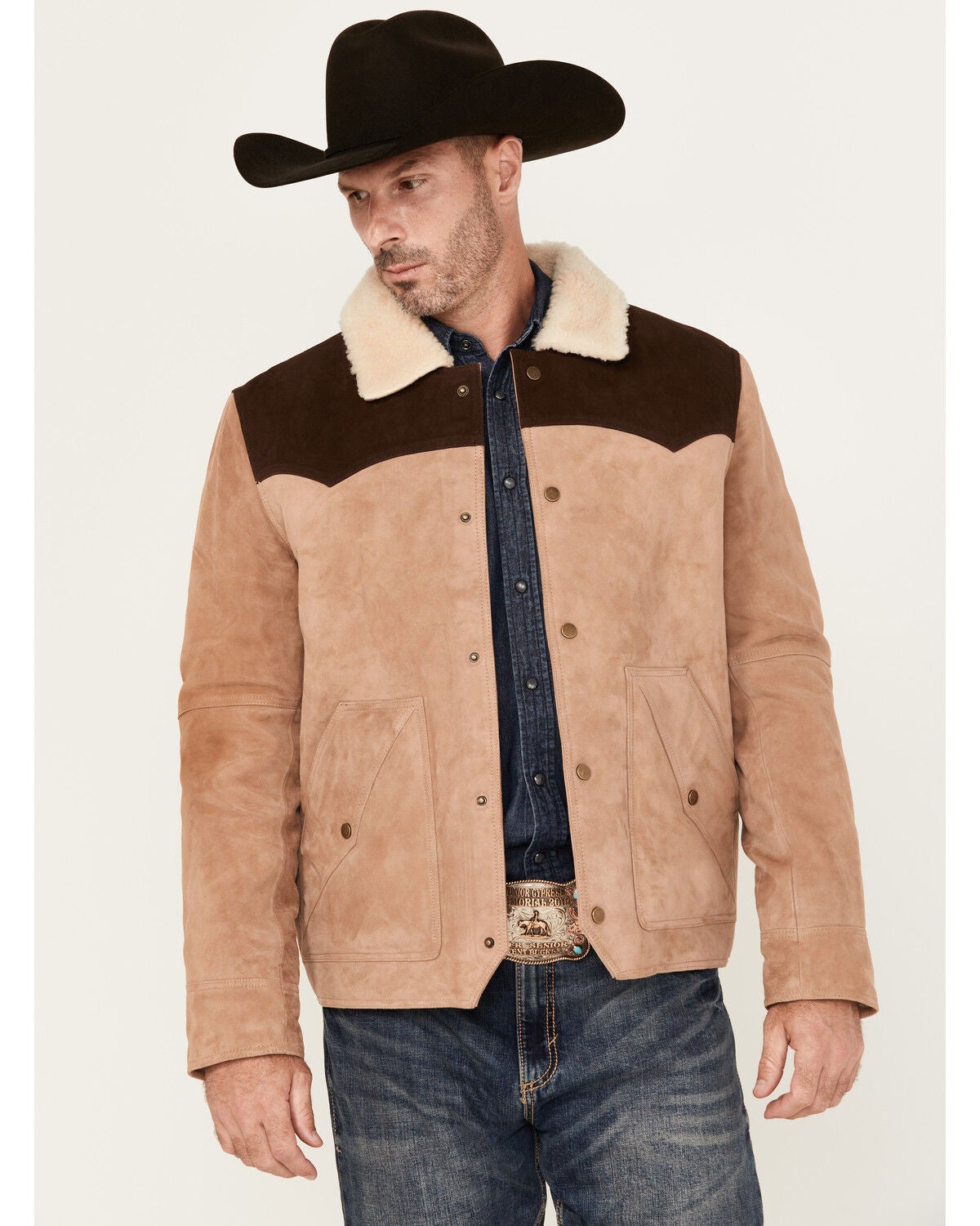 Scully Men's Color Block Suede Jacket, Beige, hi-res