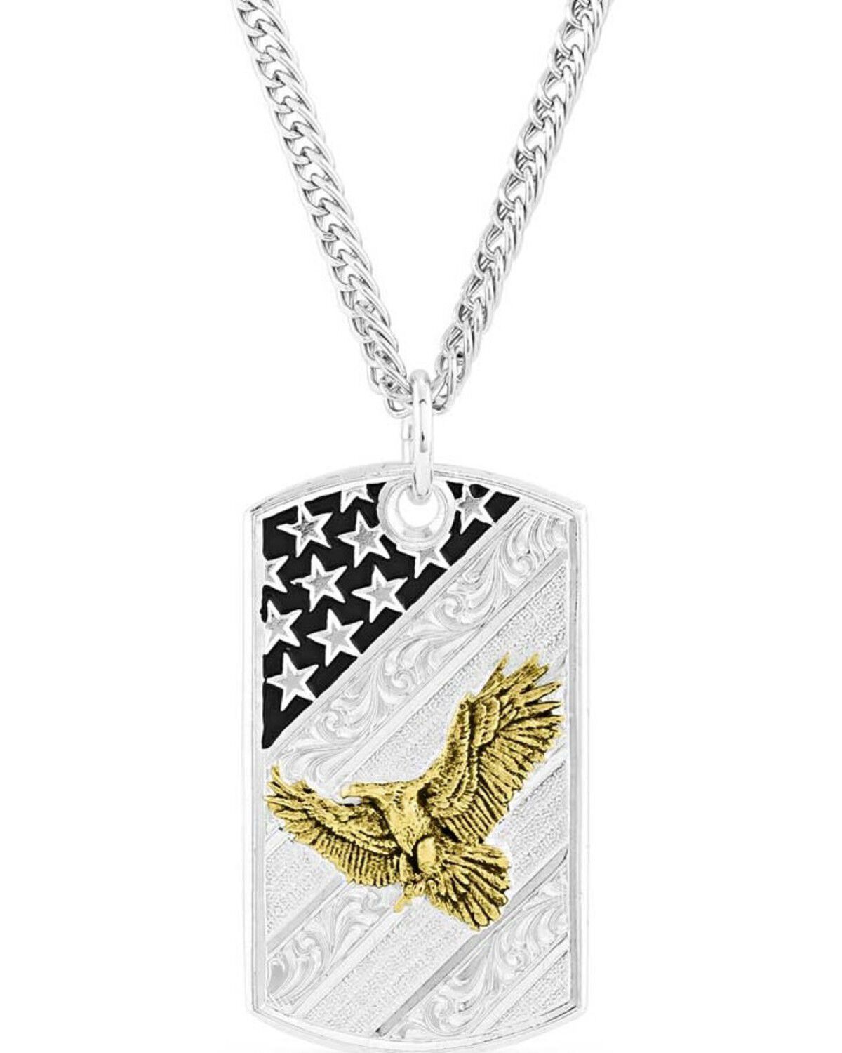 Montana Silversmith Men's  Big Bold Stripes American Made Dog Tag Necklace, Silver, hi-res