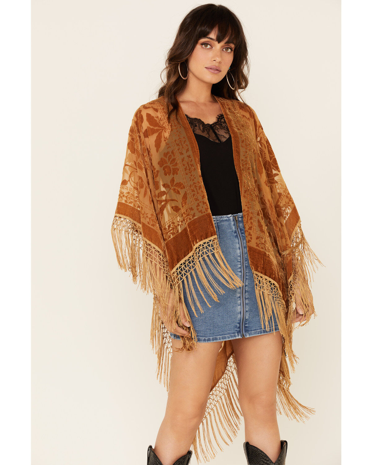 Image #2 - Idyllwind Women's Brown Dancer Fringe Shawl, Brown, hi-res