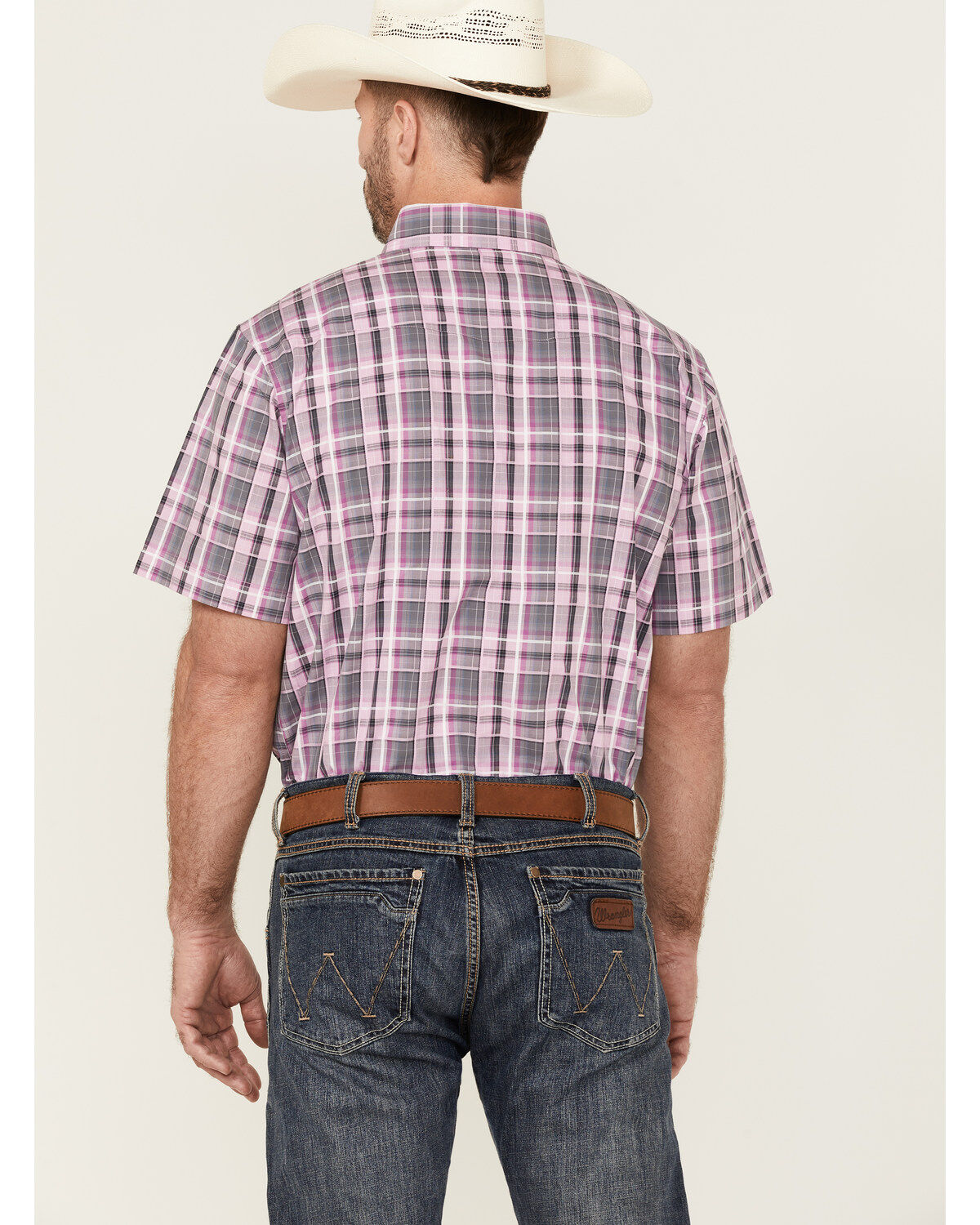 Image #4 - Panhandle Select Men's Small Plaid Print Short Sleeve Button-Down Western Shirt, , hi-res