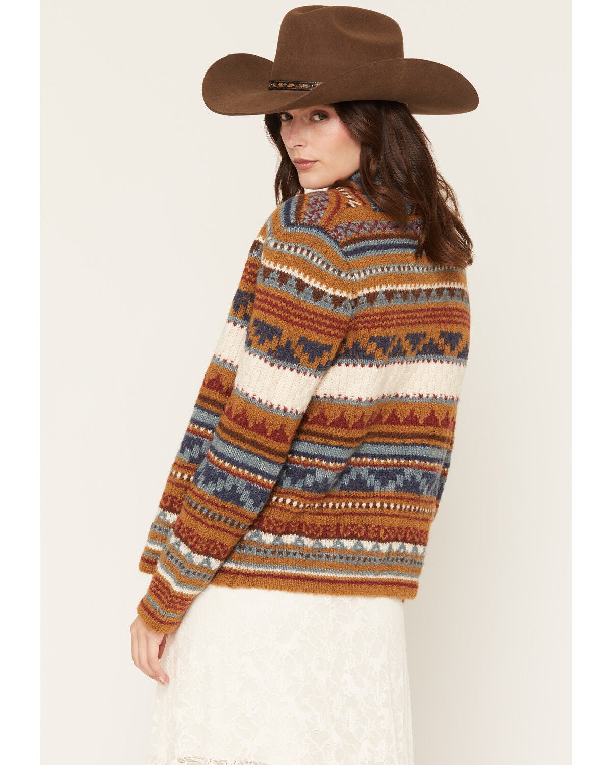 Image #4 - Cotton & Rye Women's Southwestern Striped Cardigan, Tan, hi-res