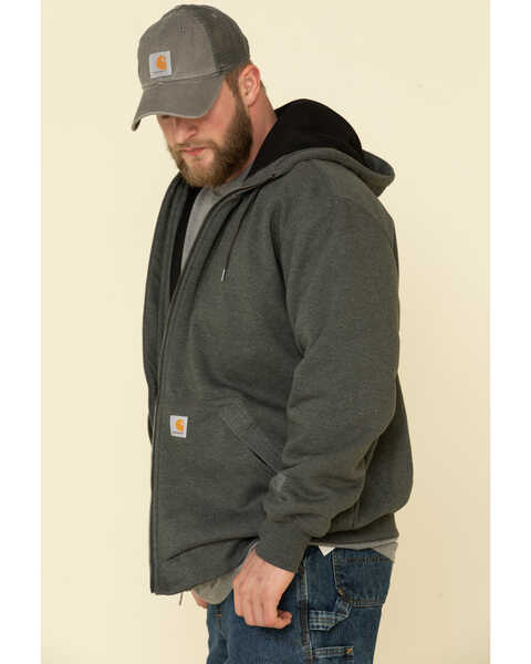 Carhartt Men's Rain Defender Thermal Lined Zip Hooded Work Sweatshirt, Charcoal, hi-res