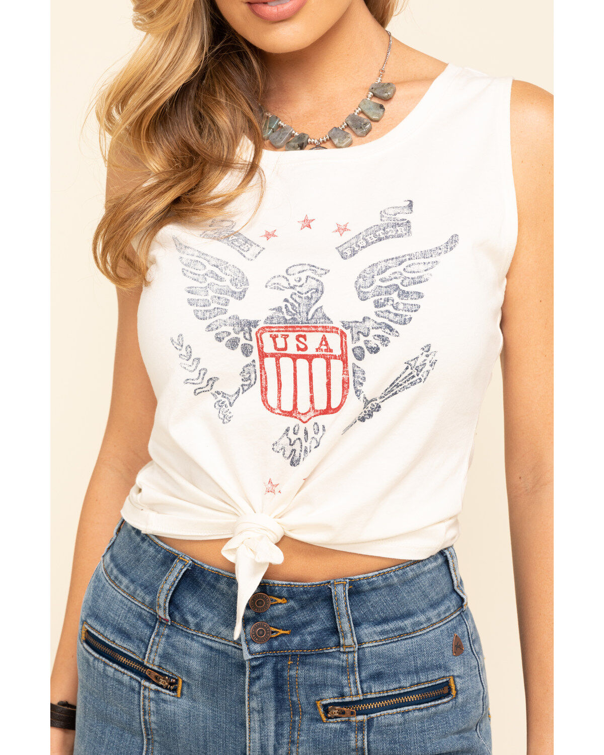 Image #4 - Idyllwind Women's USA Eagle Tie Front Tank Top, , hi-res