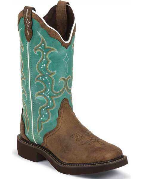 Image #1 - Justin Gypsy Women's Raya Turquoise Cowgirl Boots - Square Toe, , hi-res