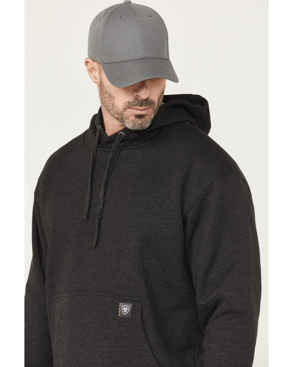 Image #3 - Ariat Men's Rebar Workman Bolt Hooded Sweatshirt, Charcoal, hi-res