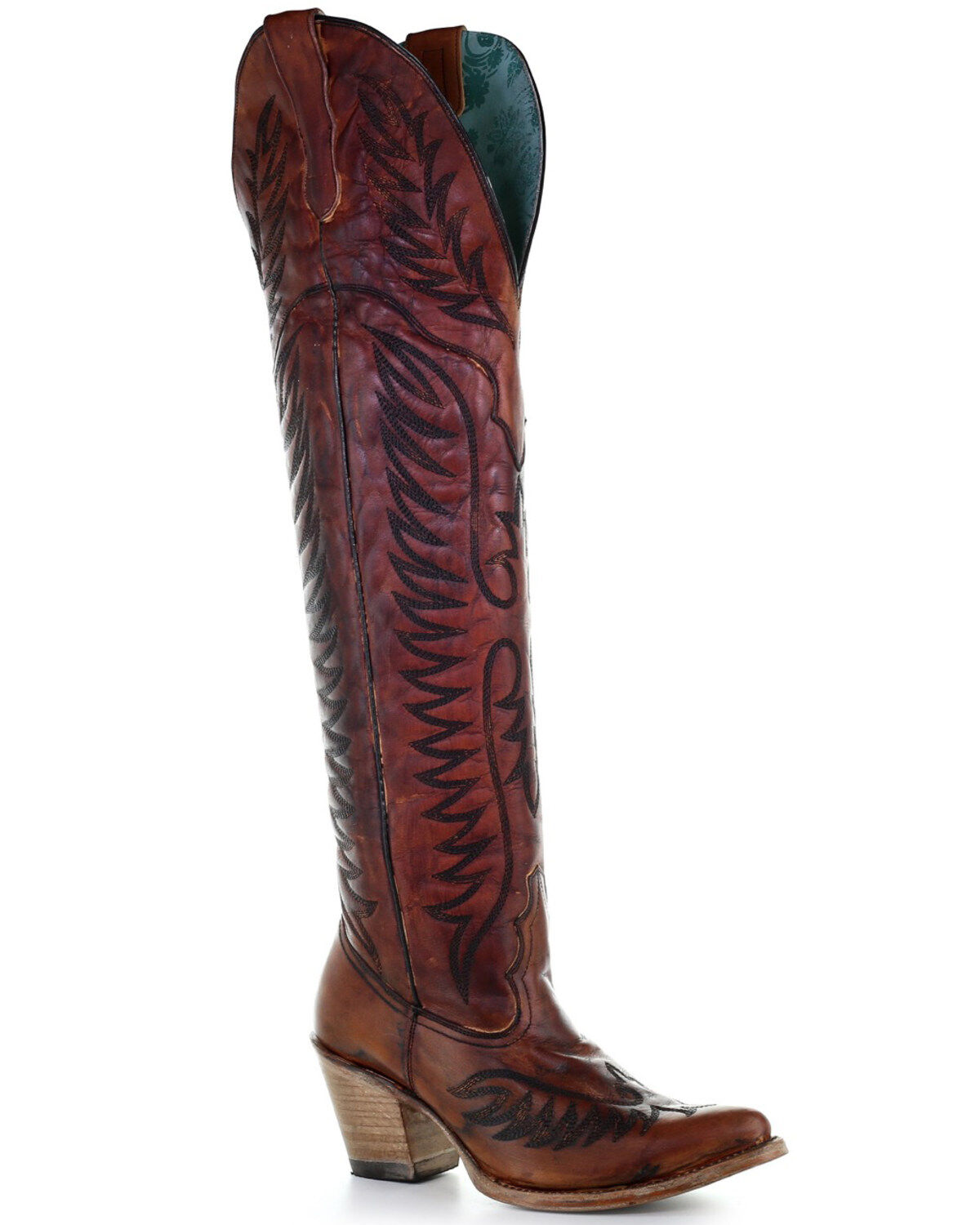 LADIES WAXY BROWN SNIP TOE CORRAL WESTERN BOOTS A2922 