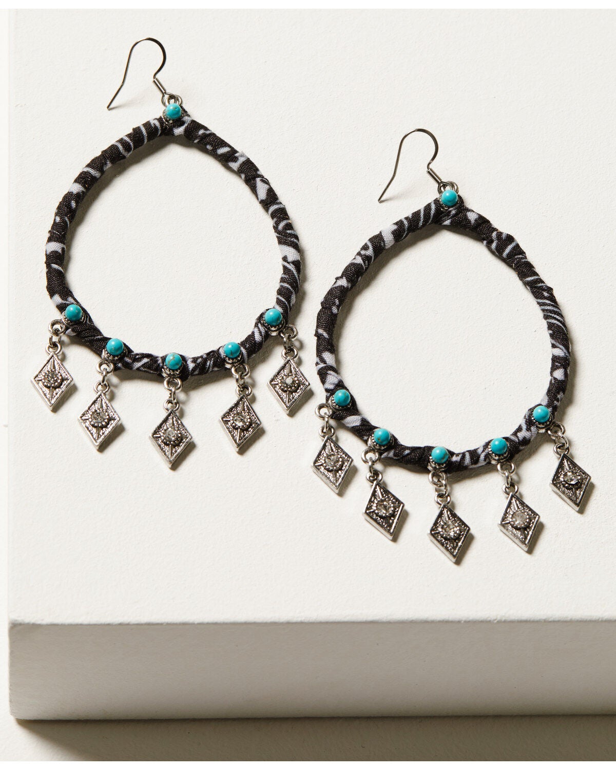 Idyllwind Women's Camille Bandana Hoop Earrings, Black, hi-res