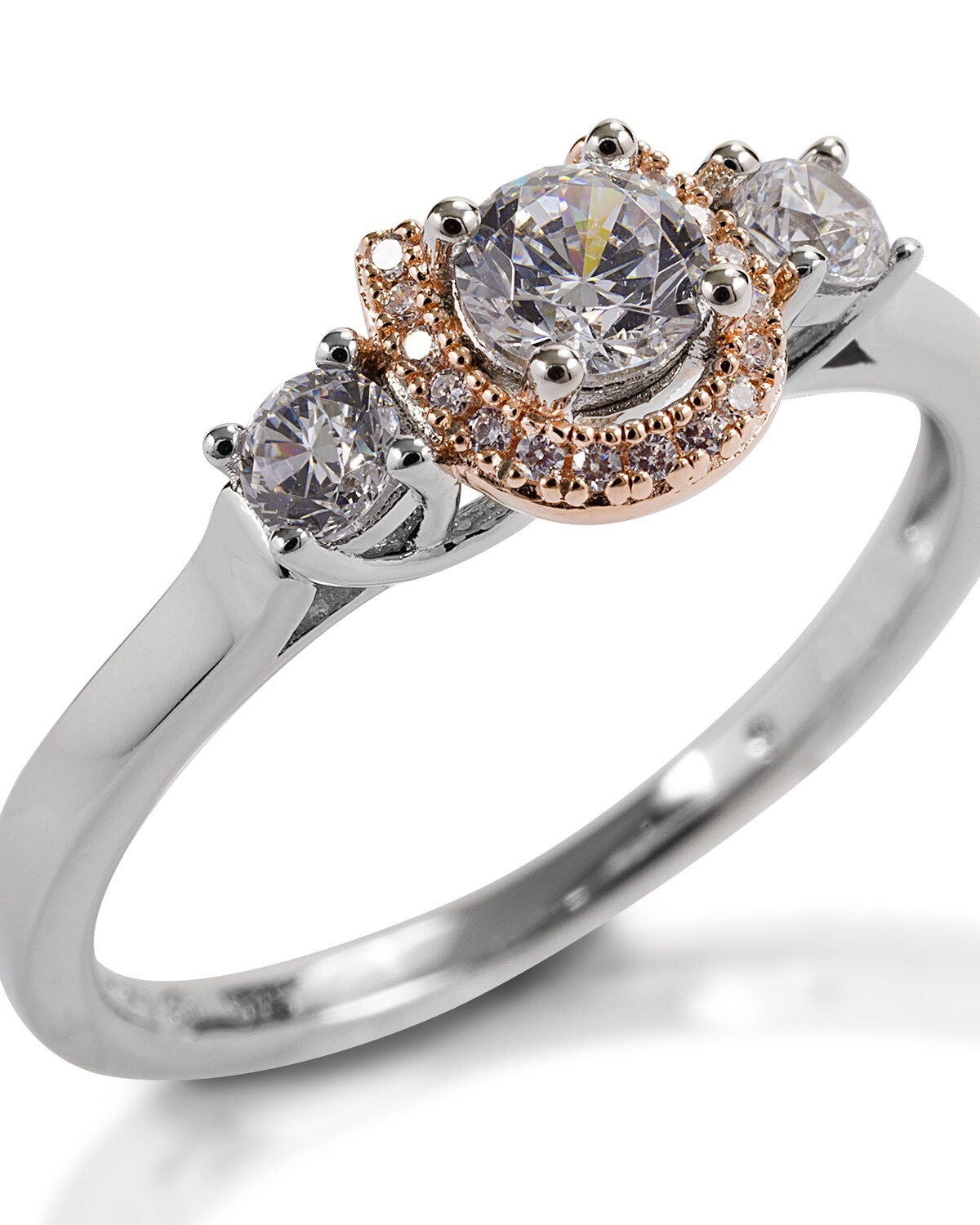 Kelly Herd Women's Small Three Stone Rose 14K Gold Horseshoe Ring, Silver, hi-res