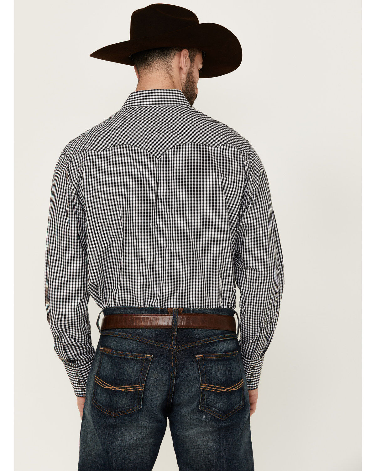Image #4 - Wrangler Men's Rodeo Checkered Print Long Sleeve Snap Western Shirt, Black, hi-res