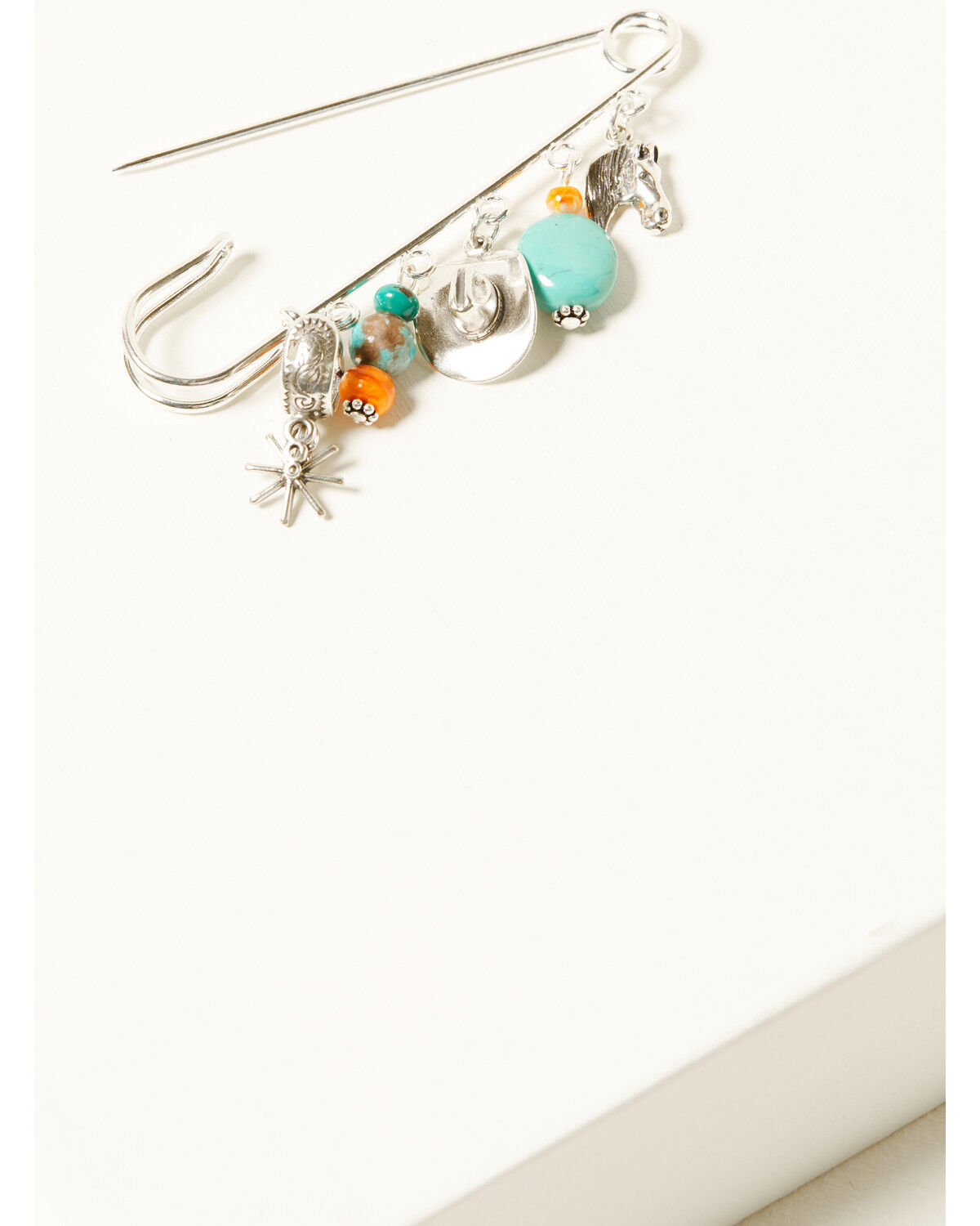 Image #1 - Paige Wallace Women's Dangle Hat Pin with Charms, Silver, hi-res