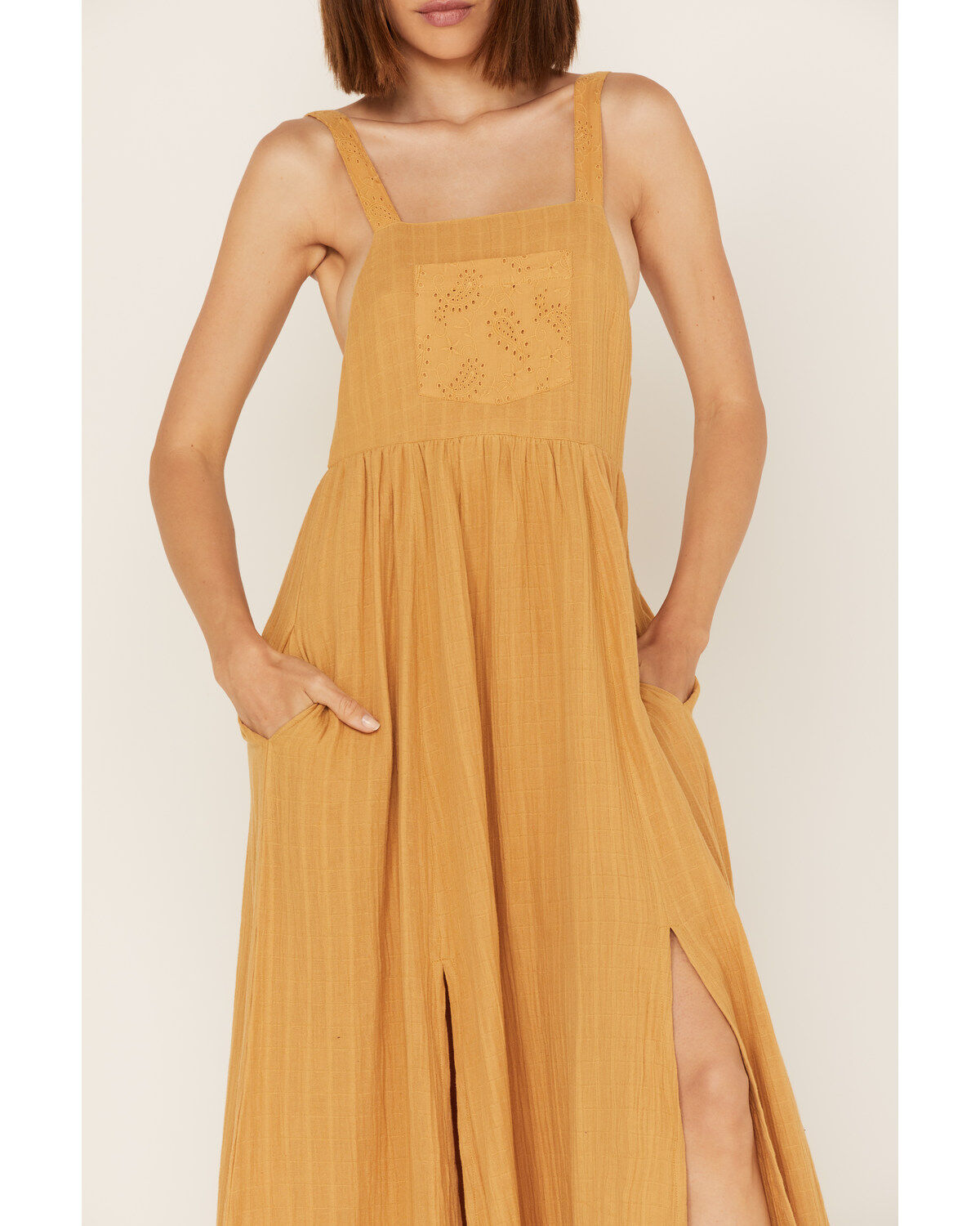 Image #3 - Cleo + Wolf Women's Textured Paisley Eyelet Lace Overall Maxi Dress, Gold, hi-res