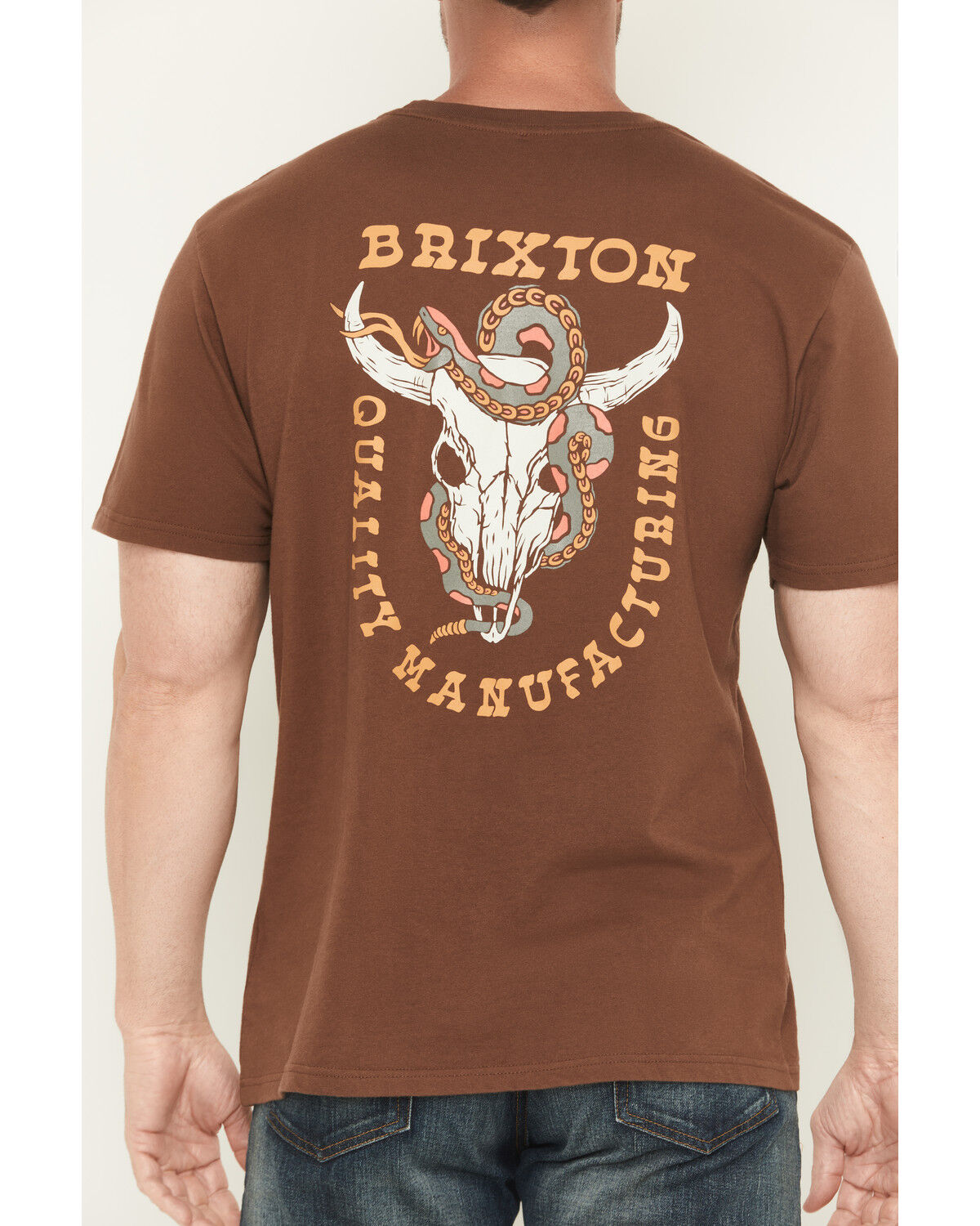 Image #4 - Brixton Men's Boot Barn Exclusive Durango Short Sleeve Graphic T-Shirt, Brown, hi-res