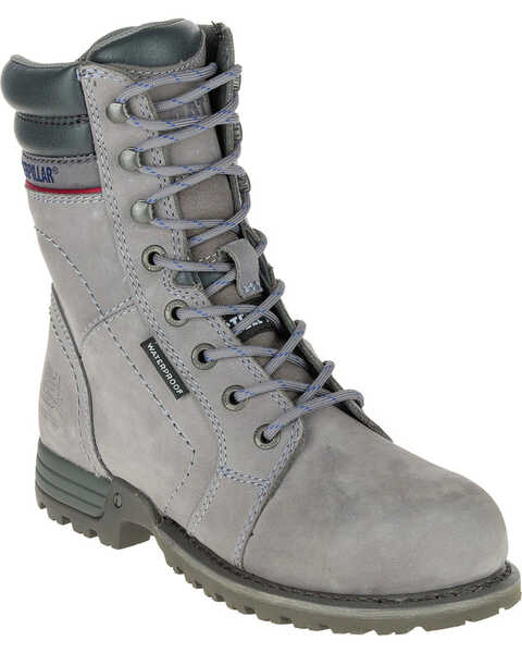 CAT Women's Echo Waterproof Steel Toe Work Boots, Grey, hi-res