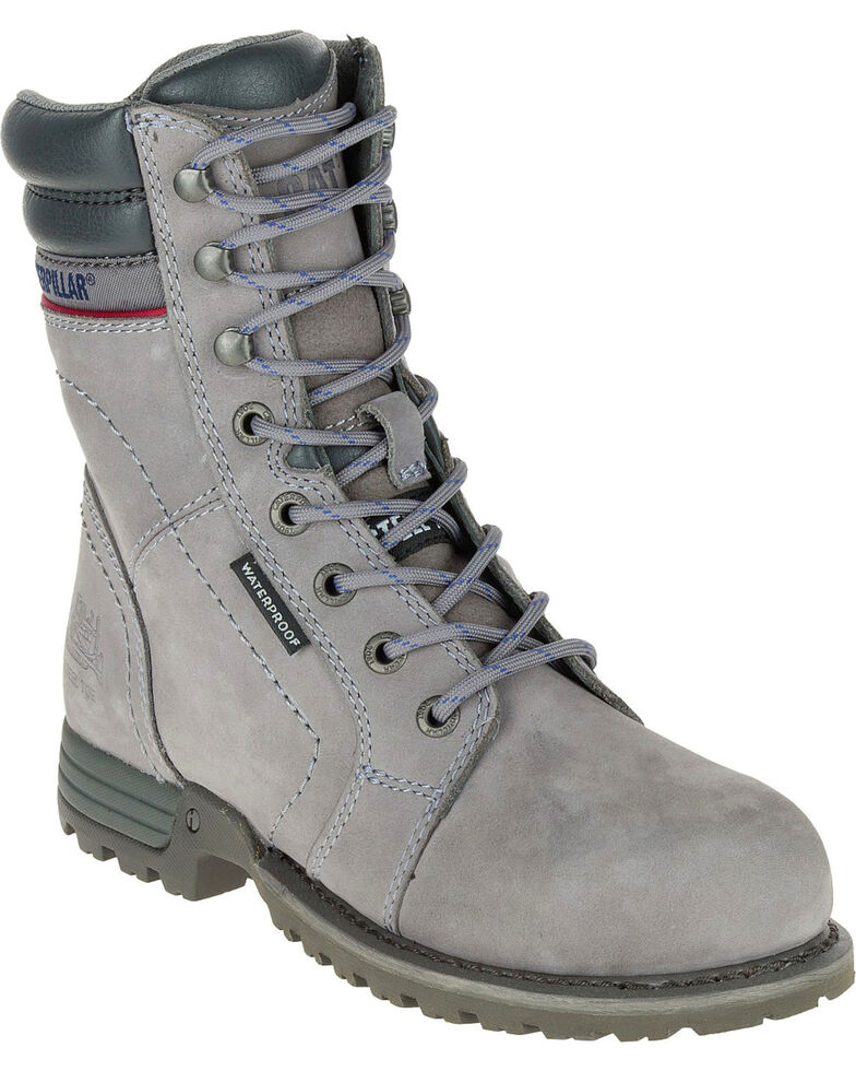 CAT Women's Echo Waterproof Steel Toe Work Boots, Grey, hi-res