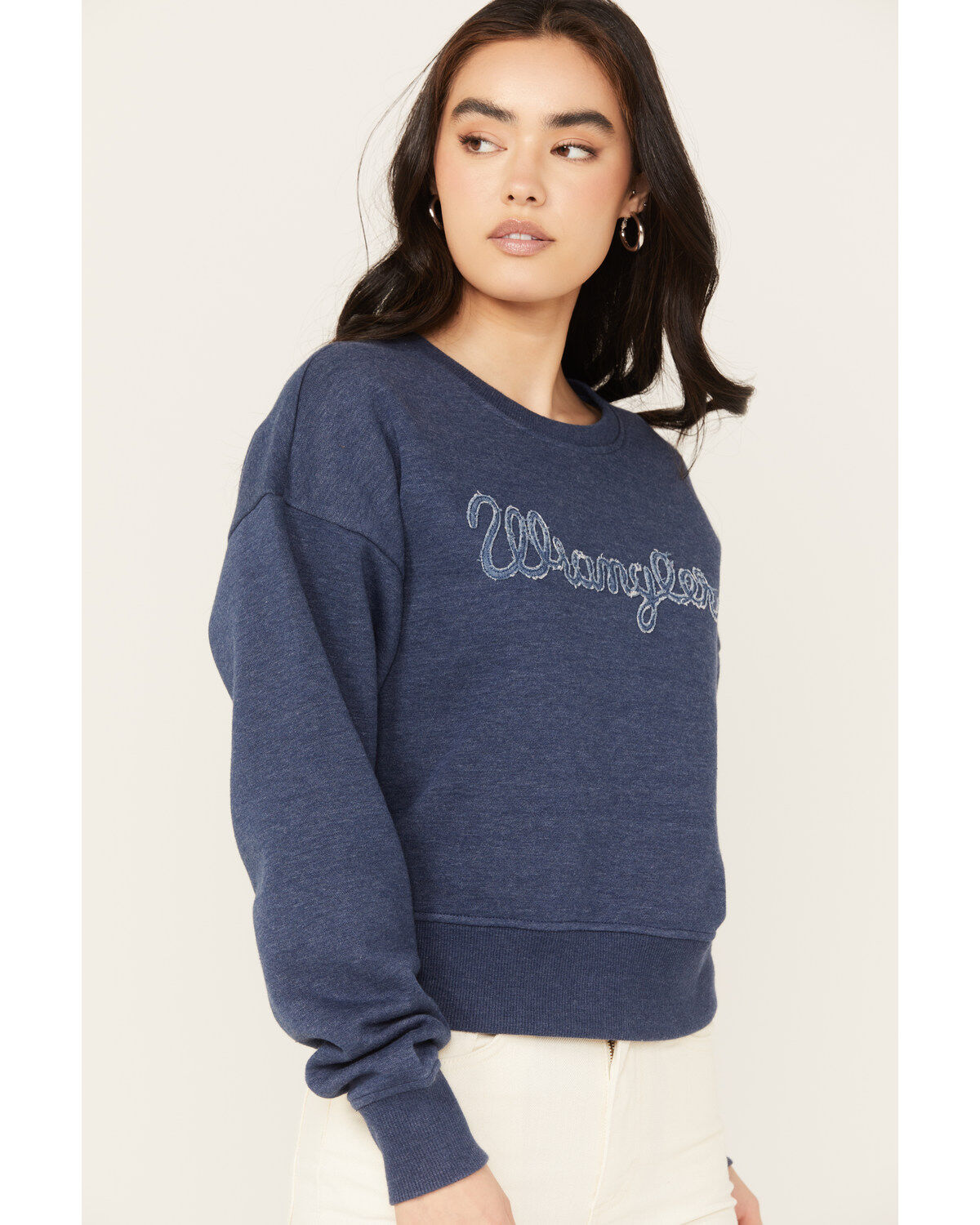 Image #2 - Wrangler Retro Boot Barn Exclusive Women's Logo Graphic Sweatshirt, Navy, hi-res