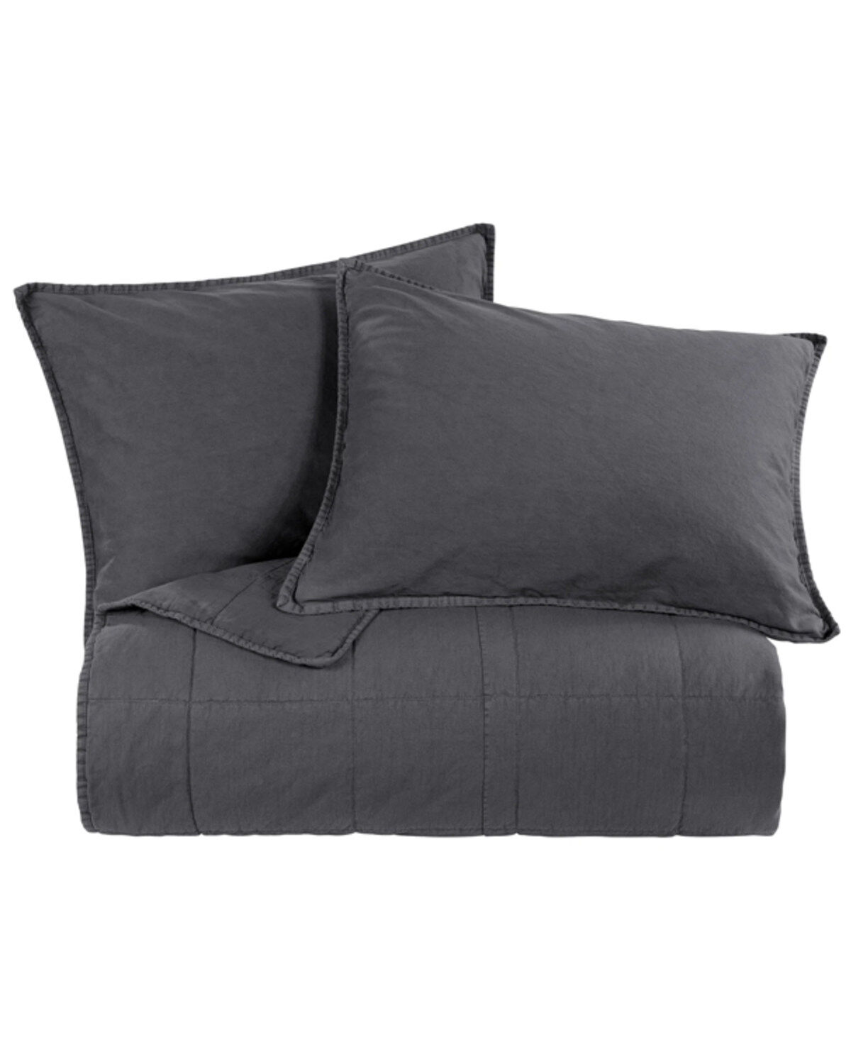 Image #2 - HiEnd Accents Charcoal Stonewashed Cotton Canvas King Coverlet Set, Charcoal, hi-res