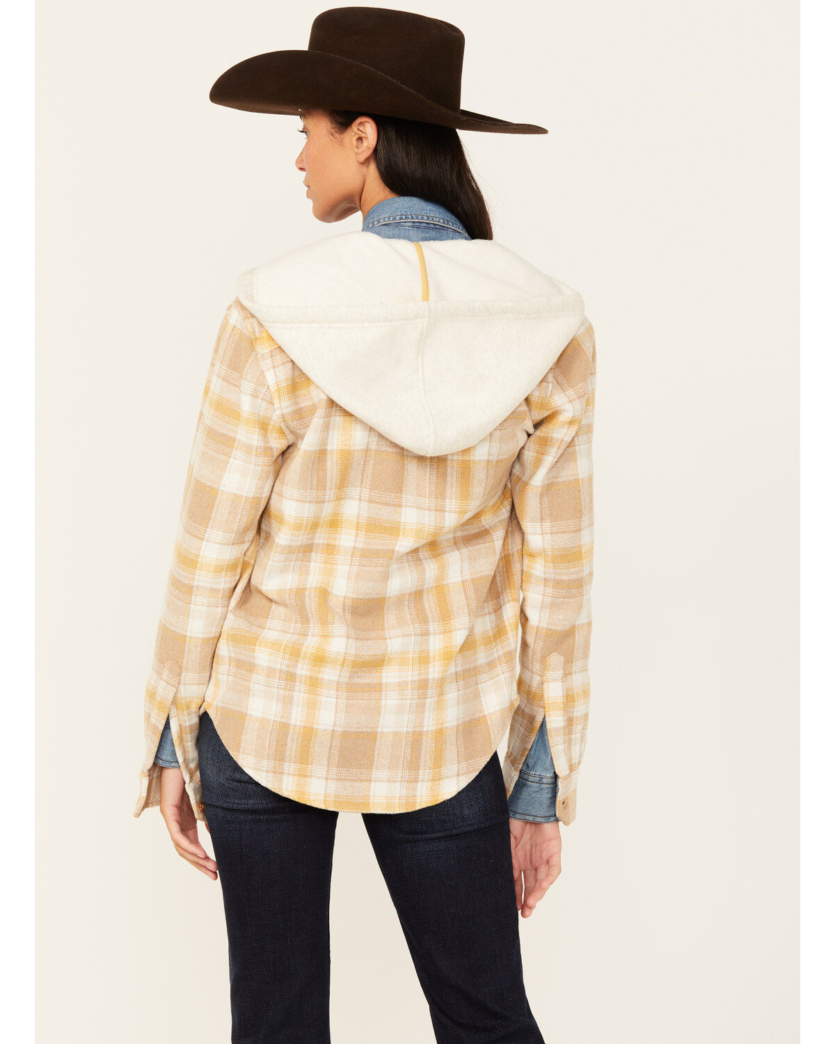 Image #4 - Kimes Ranch Delano Plaid Print Hooded Flannel Jacket, Mustard, hi-res