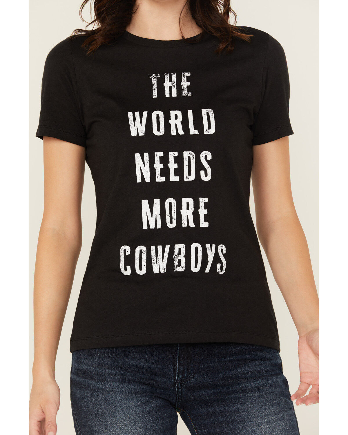 Image #3 - Boot Barn Women's The World Needs More Cowboys Short Sleeve Fitted Graphic Tee, Black, hi-res