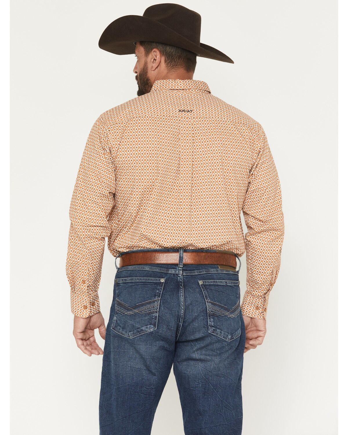 Image #4 - Ariat Men's Burnis Geo Print Long Sleeve Button-Down Western Shirt, Tan, hi-res