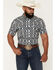 Image #1 - RANK 45&reg; Men's Rodeo Tech 2.0 8 Seconds Southwestern Print Short Sleeve Snap Stretch Performance Shirt, Blue, hi-res