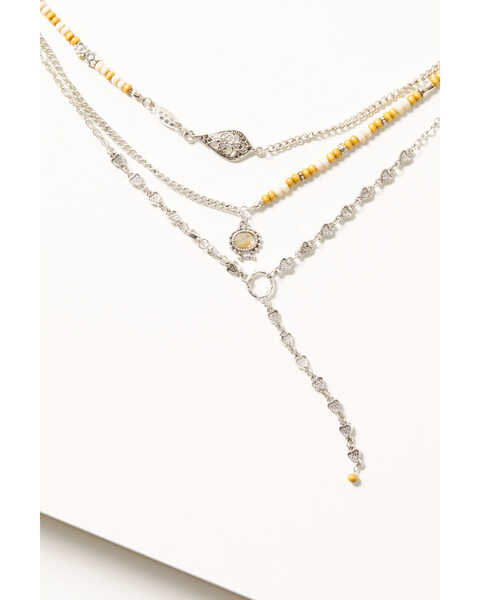 Shyanne Women's Silver Lariat & Beaded Pendant Necklace, Silver, hi-res