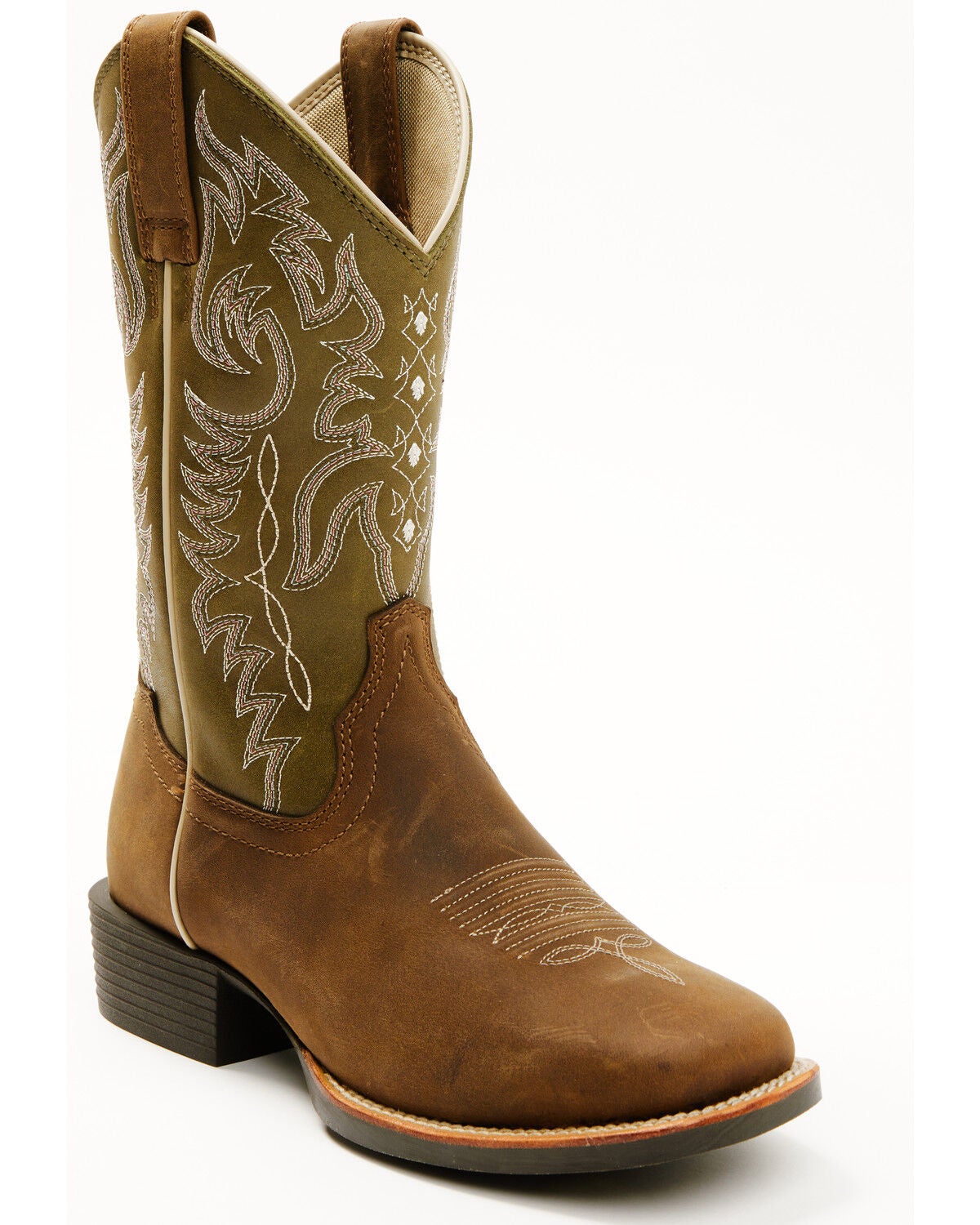Shyanne Women's Sevyn Xero Gravity Performance Western Boots - Broad Square Toe, Olive, hi-res