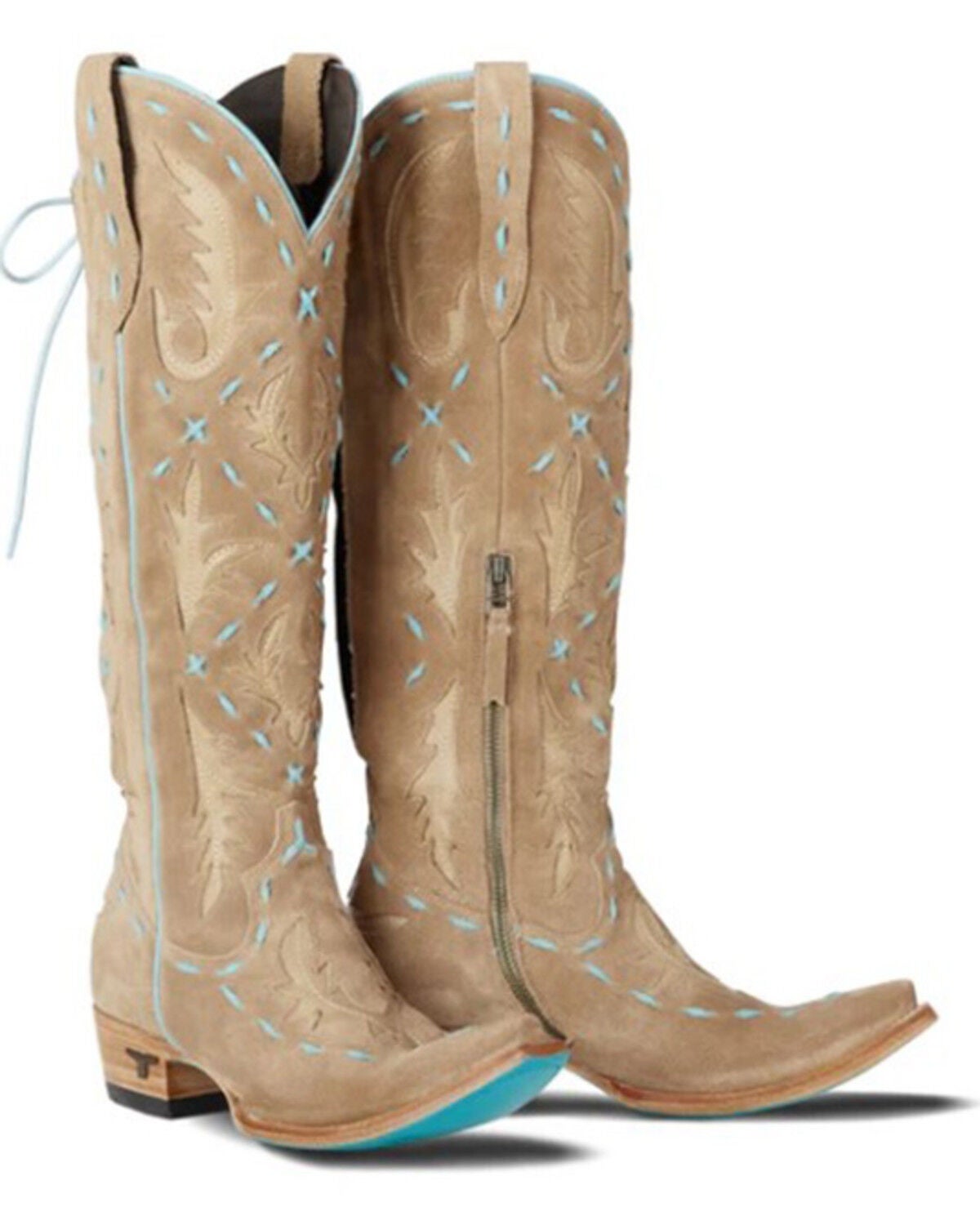 Image #1 - Lane Women's Reverie Suede Knee High Corset Western Boots - Snip Toe, Brown, hi-res