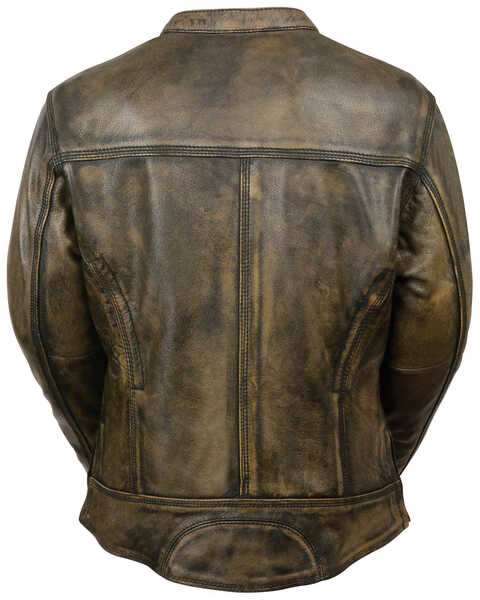 Image #3 - Milwaukee Leather Women's Distressed Vented Scooter Leather Jacket - 5X, Black/tan, hi-res