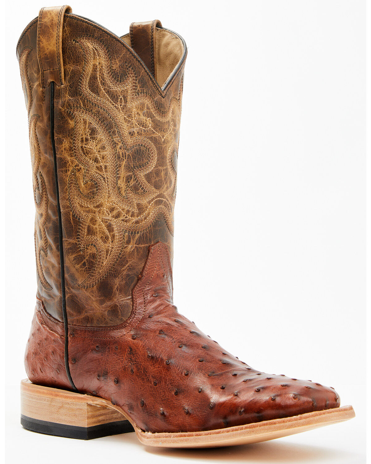 Image #1 - Cody James Men's Exotic Full Quill Ostrich Western Boots - Broad Square Toe, Brown, hi-res