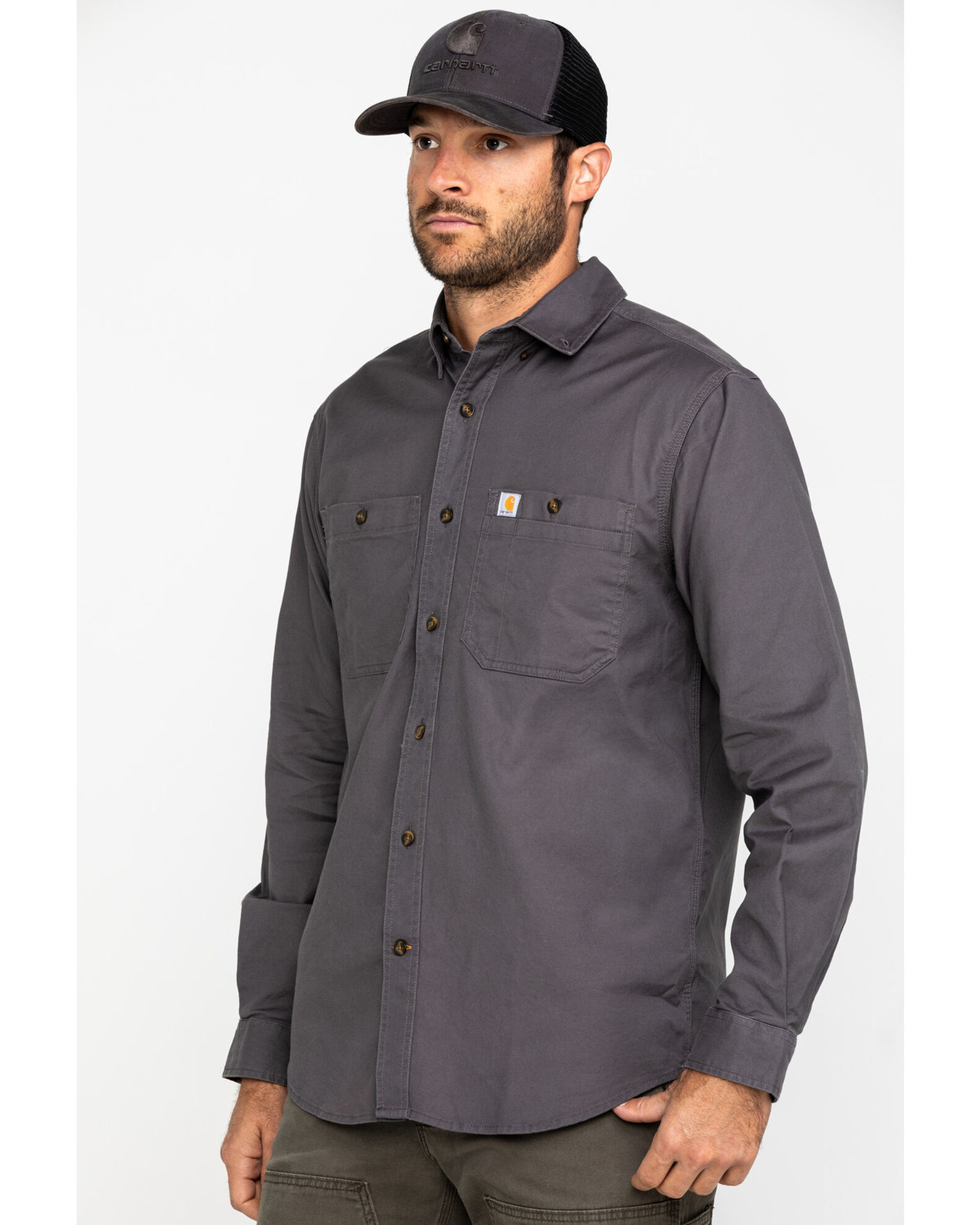 Carhartt Men's Rugged Flex Rigby Long Sleeve Work Shirt - Gravel