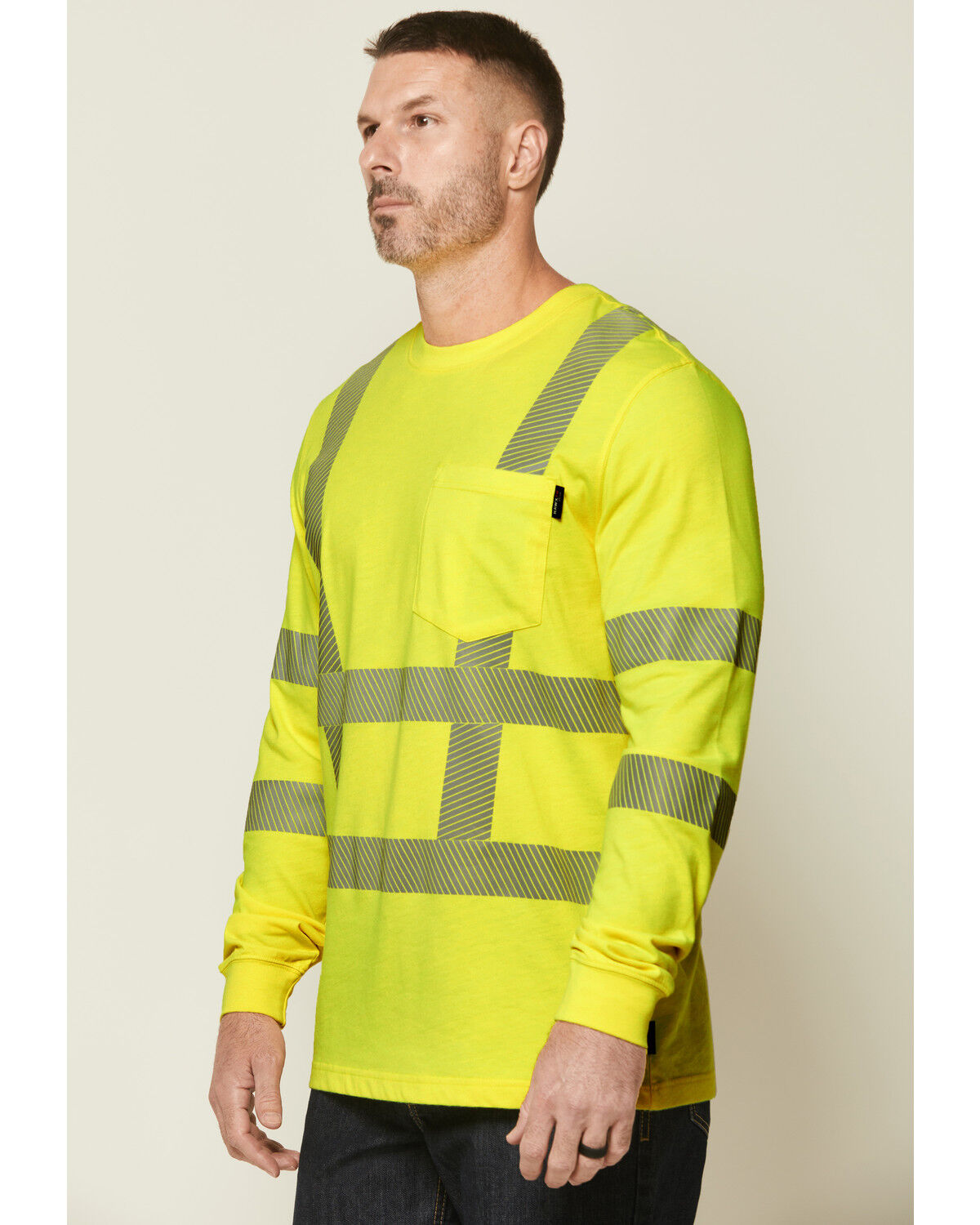 Image #3 - Hawx Men's FR Hi-Vis Lumos Long Sleeve Work Shirt, Yellow, hi-res