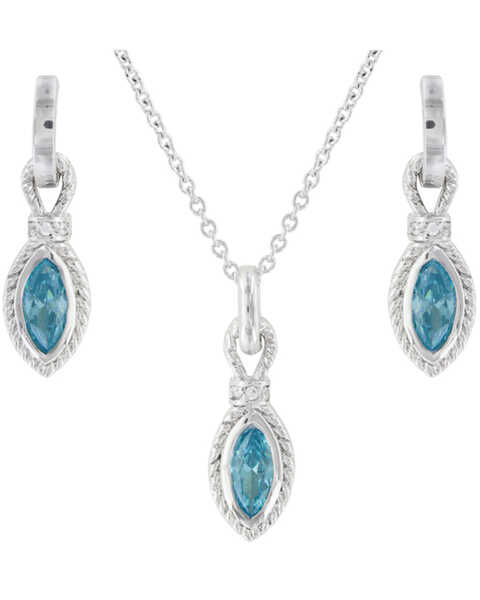 Montana Silversmiths Women's Roped Aqua Jewelry Set, Silver, hi-res