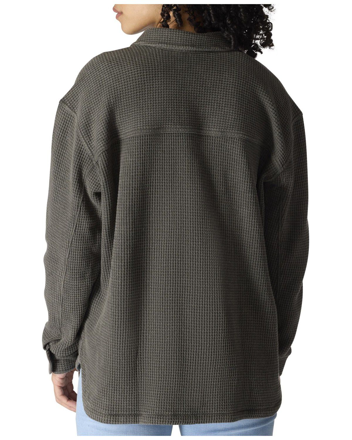 Image #4 - Carhartt Women's Oversized Fit Heavyweight Waffle Knit Work Shirt, Charcoal, hi-res