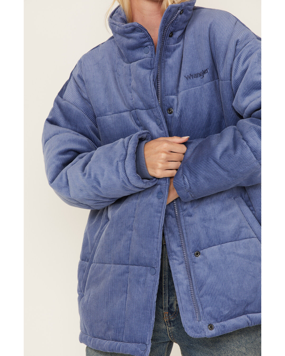 Image #3 - Wrangler Women's Corduroy Oversized Puffer Jacket, Blue, hi-res