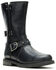 Image #1 - Harley Davidson Women's Addie Buckle Studded Motorcycle Boots - Round Toe, Black, hi-res