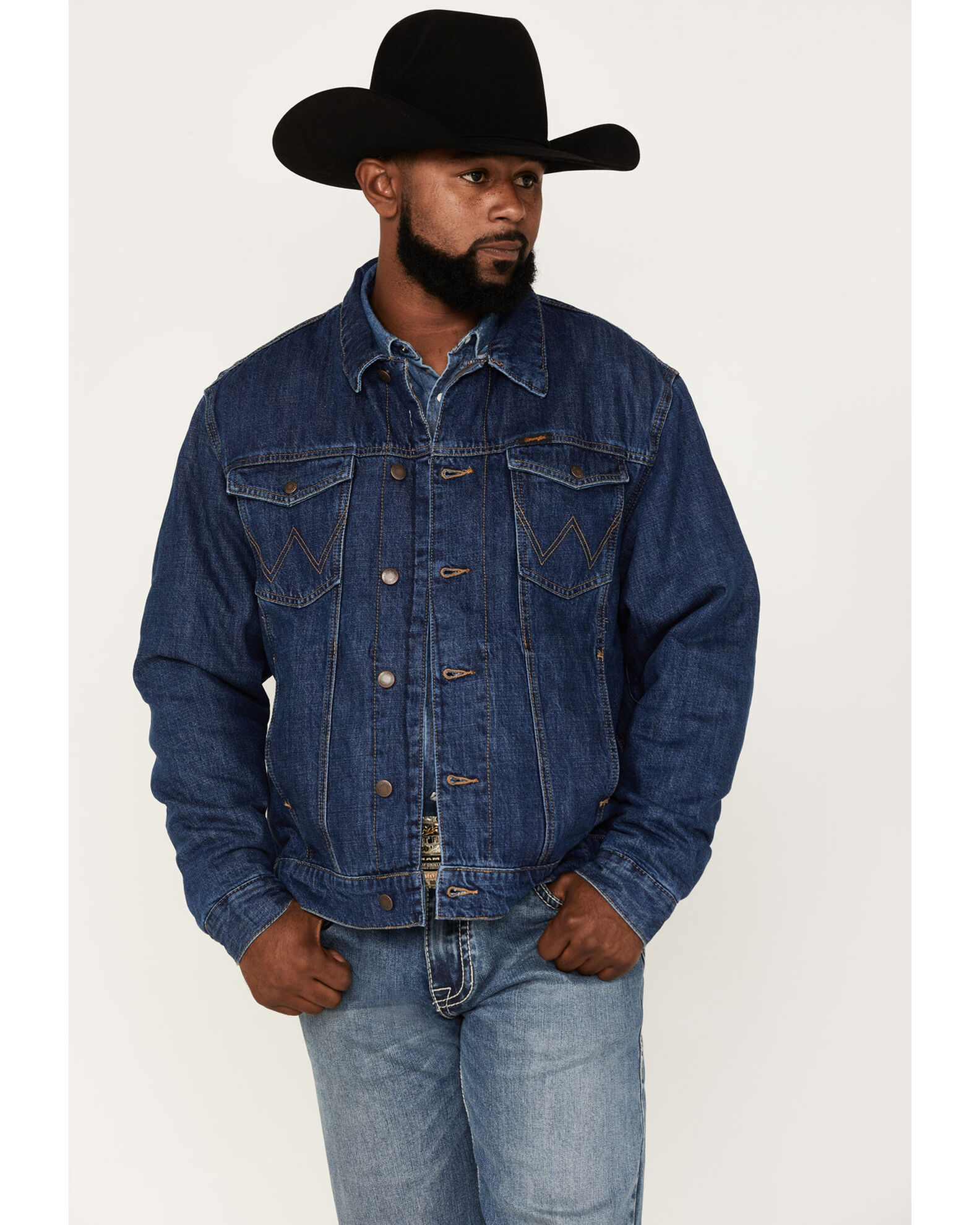 Wrangler Men s Blanket Lined Solid Denim Jacket Boot Barn