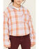 Levi's Little Girls' Plaid Print Long Sleeve Hooded Shirt, Purple, hi-res