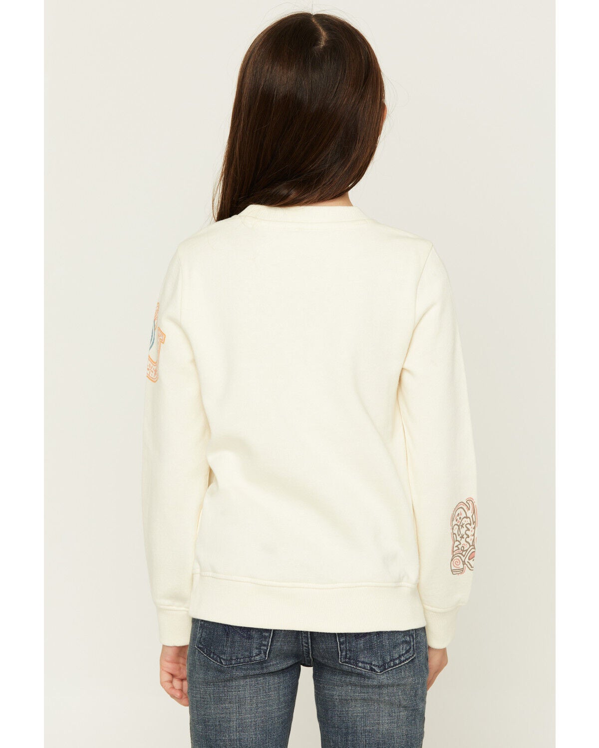 Image #4 - Shyanne Girls' Western Novelty Printed Sweatshirt, Cream, hi-res