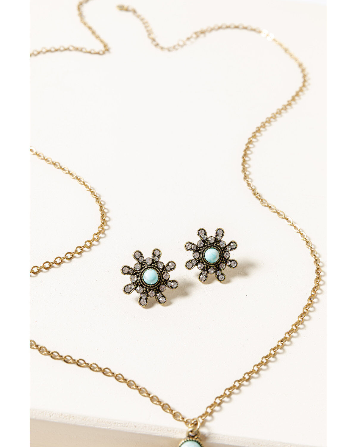 Image #3 - Shyanne Women's Gilded Gold Bling & Turquoise Jewelry Set, Gold, hi-res