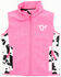 Image #1 - Cowgirl Hardware Toddler Girls' Cow Print Vest, Pink, hi-res