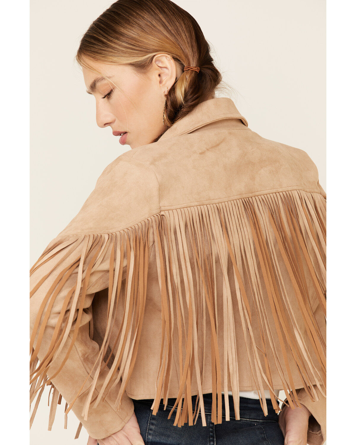 Image #5 - Saints & Hearts Women's Faux Suede Cropped Fringe Jacket, , hi-res