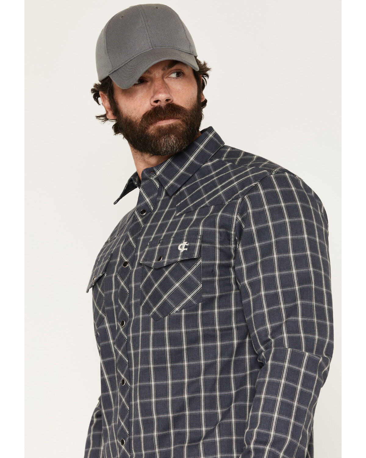 Image #2 - Cody James Men's FR Maricopa Plaid Print Long Sleeve Snap Work Shirt, Navy, hi-res