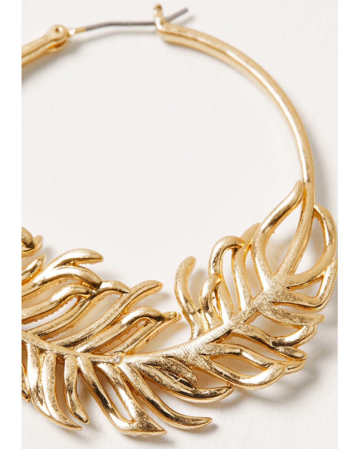 Image #2 - Lainey Wilson Women's Feather Hoop Earrings, Gold, hi-res