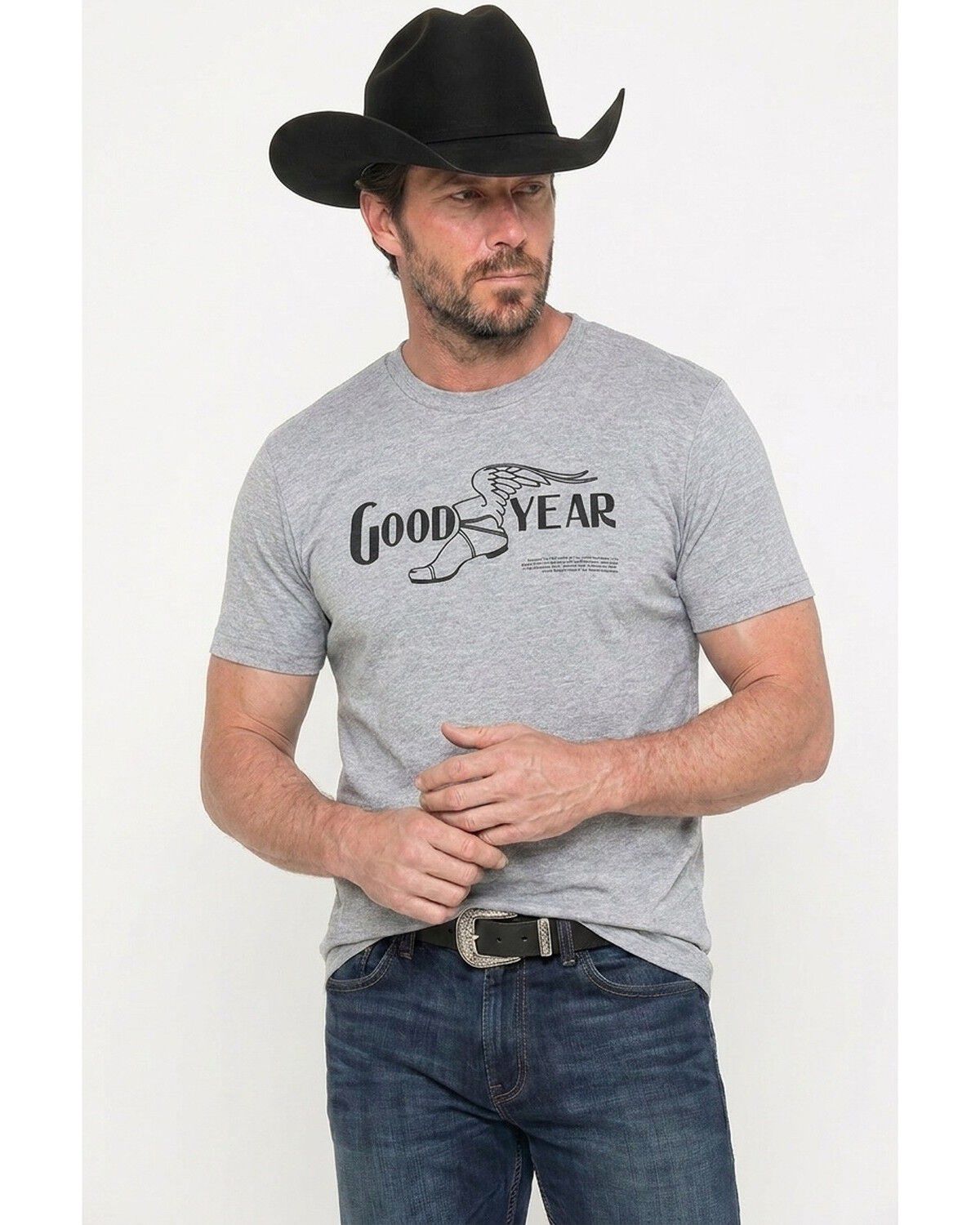 Image #1 - Goodyear Men's Vintage Logo Short Sleeve Graphic T-Shirt, Charcoal, hi-res