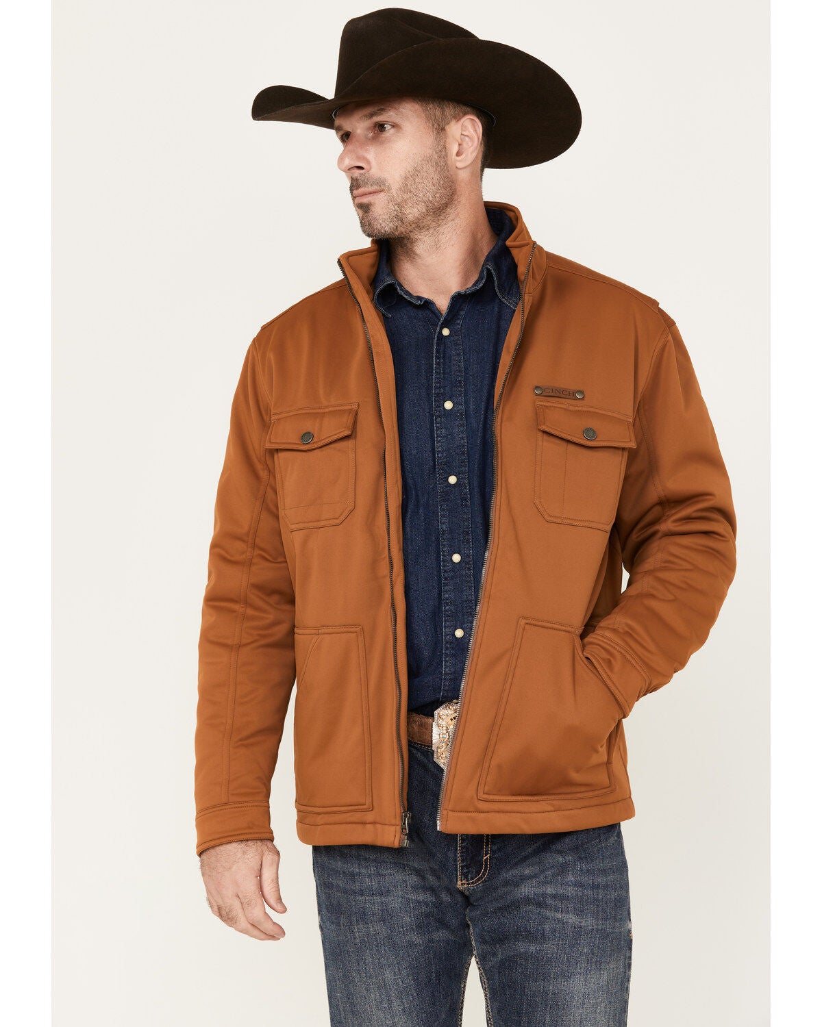 Image #1 - Cinch Men's Solid Conceal Carry Softshell Jacket, , hi-res