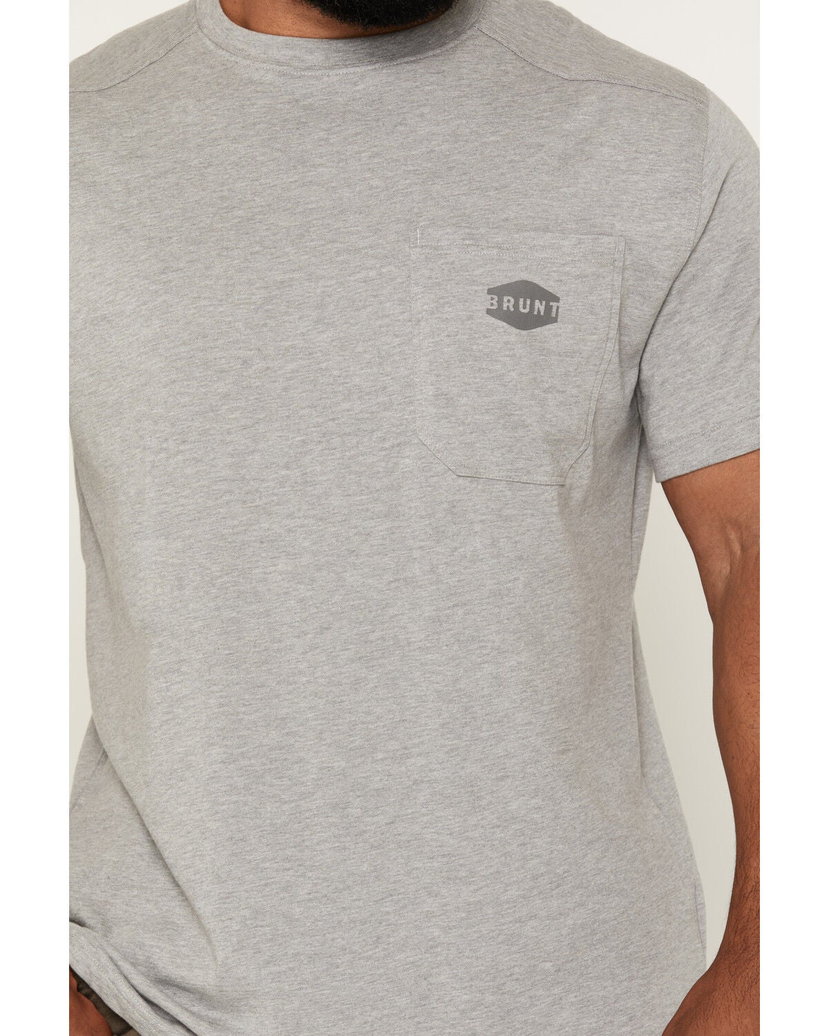 Image #3 - Brunt Workwear Men's Martin Pocket Short Sleeve Work T-Shirt, Heather Grey, hi-res