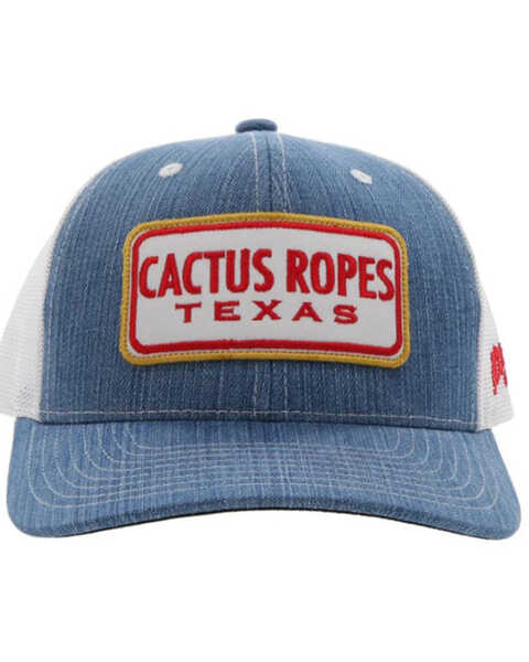 Image #3 - Hooey Boys' Denim Cactus Ropes Patch Trucker Cap, Indigo, hi-res