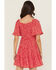 Image #4 - Yura Women's Floral Print Tiered Mini Dress, Red, hi-res