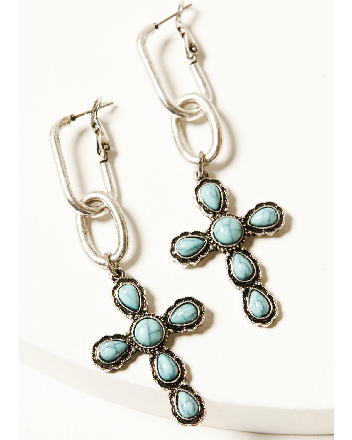 Image #1 - Shyanne Women's Cross Statement Earrings, Silver, hi-res