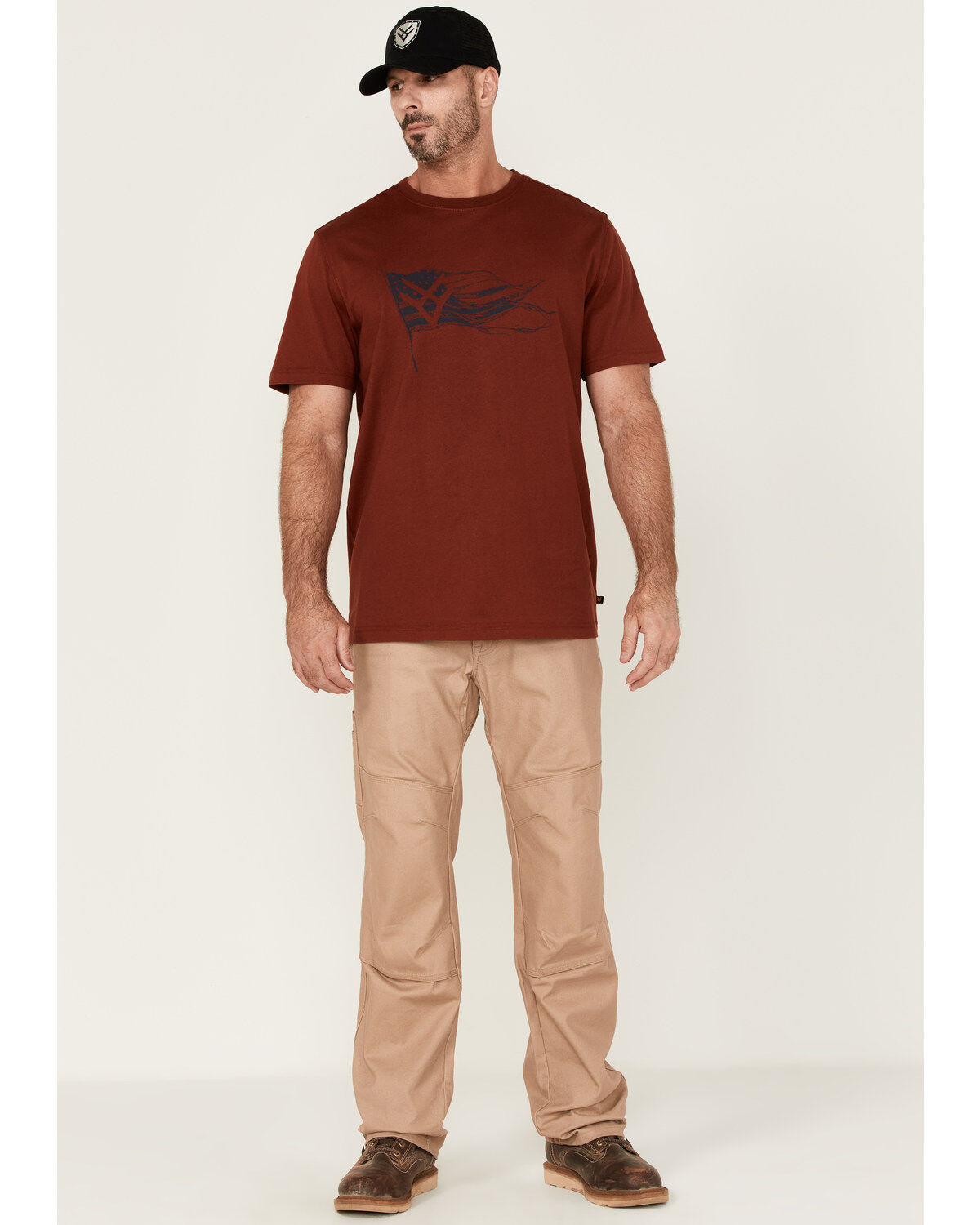 Image #2 - Hawx Men's Flying Flag Graphic Work T-Shirt, Dark Red, hi-res